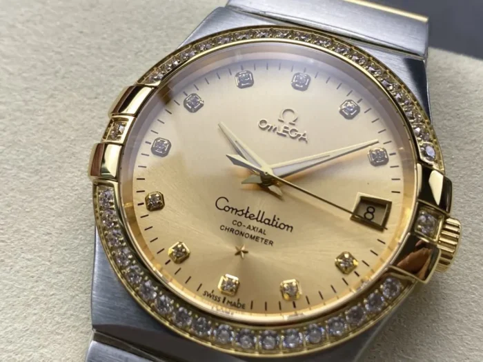Constellation 38mm case side profile with crown detail