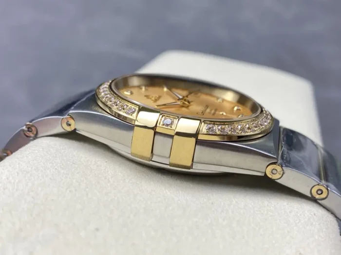 Omega Constellation Gold on wrist in natural lighting