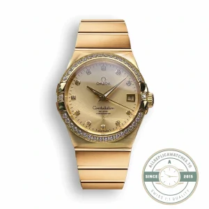 Superclone Omega Constellation Gold, Diamond 38mm 123.55.38.21.58.001 - 1:1 Swiss Replica Watch
