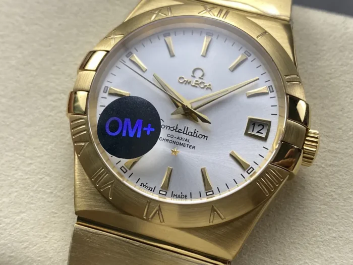 Omega Constellation Silver on wrist in natural lighting