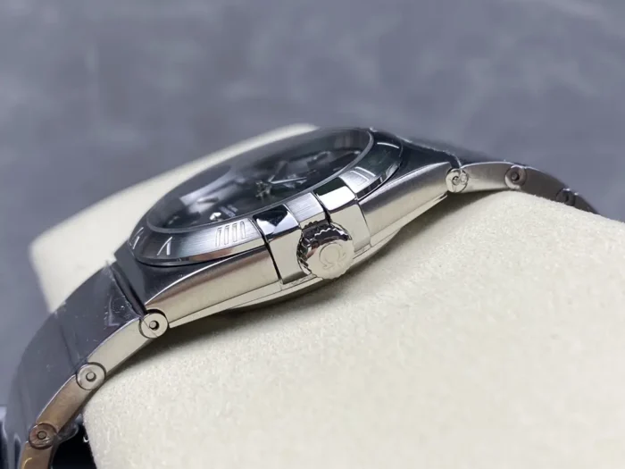 Omega Constellation Grey on wrist in natural lighting