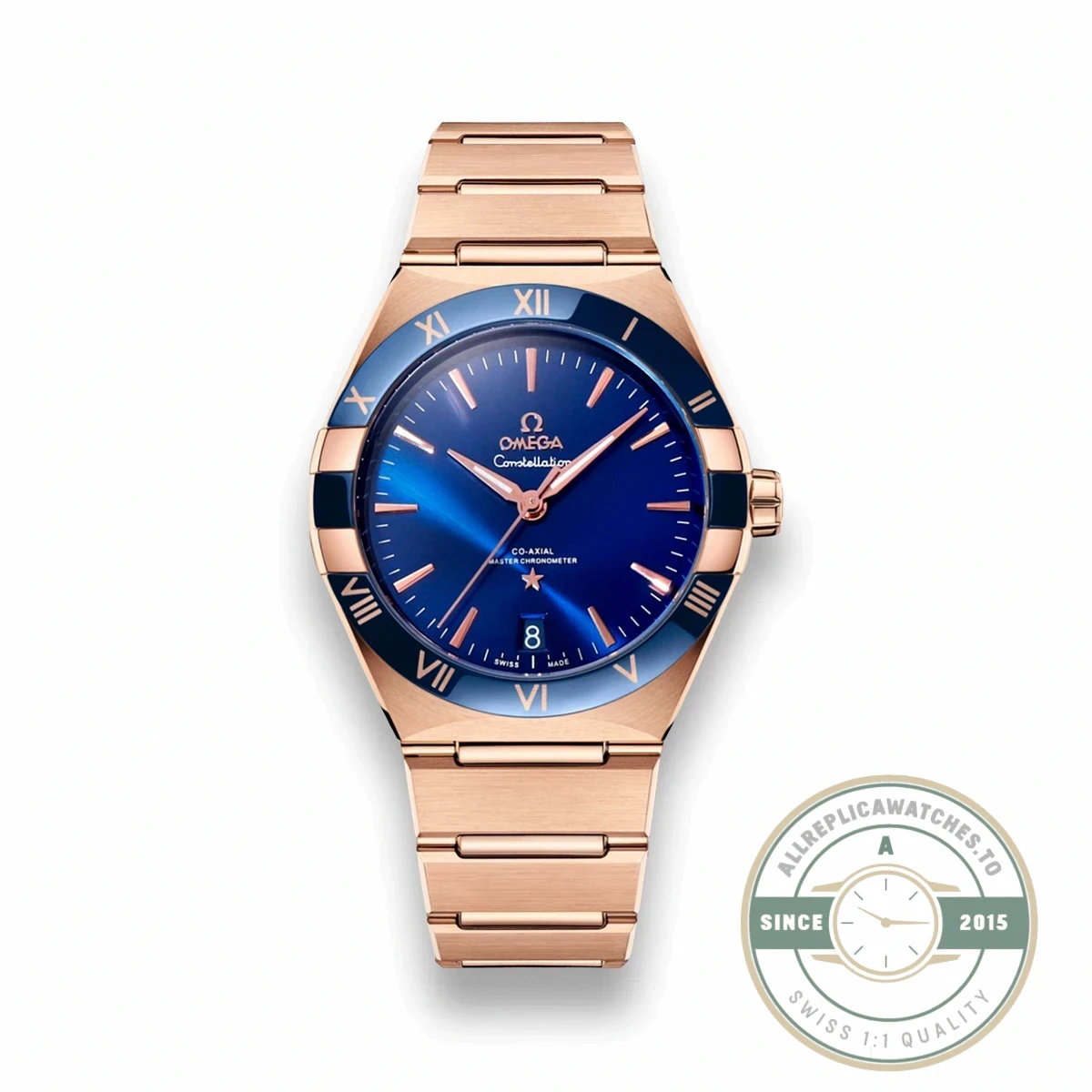 Superclone Omega Constellation Rose, Blue Dial 41mm 131.63.41.21.03.001 - Affordable Luxury Fake Timepiece