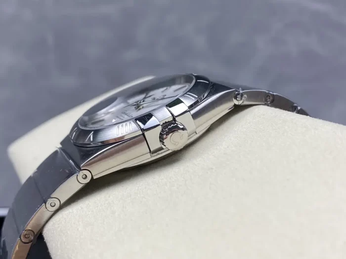 Omega Constellation Silver on wrist in natural lighting