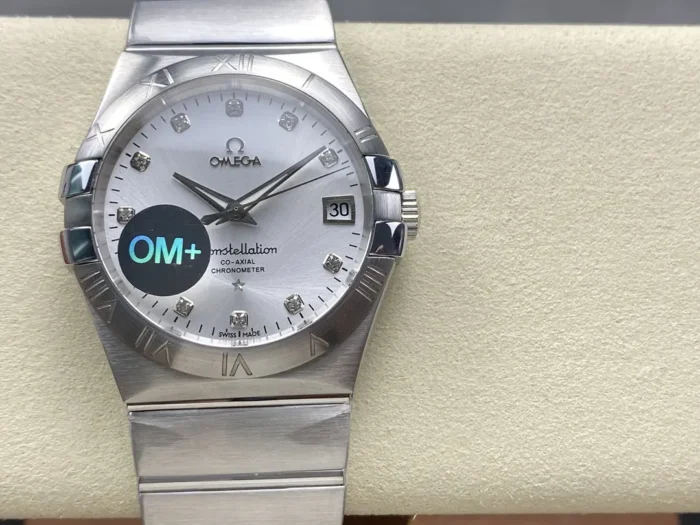 Caseback view showing Co-Axial movement through sapphire crystal