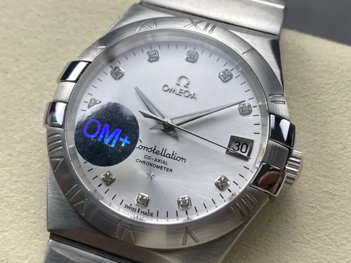Omega Constellation Silver on wrist in natural lighting