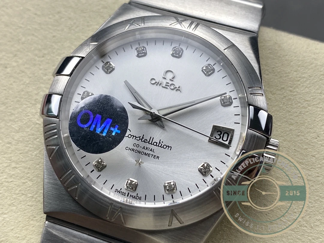 Omega Constellation Silver on wrist in natural lighting