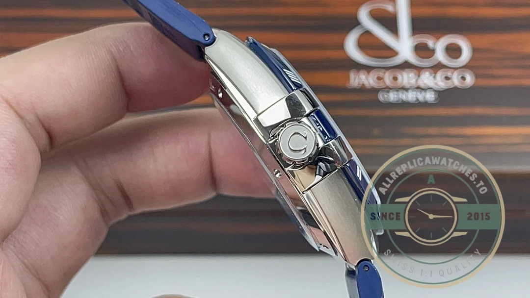 Constellation case side profile with crown detail