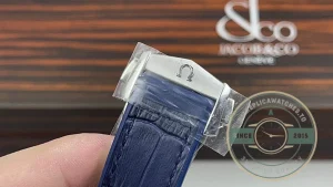 Close-up of steel bezel and dial markers