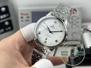Close-up of steel bezel and dial markers