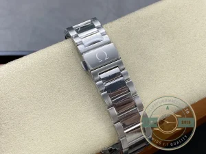 Caseback view showing Co-Axial movement through sapphire crystal