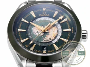 Caseback view showing Co-Axial movement through sapphire crystal