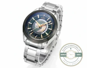 Close-up of steel bezel and dial markers