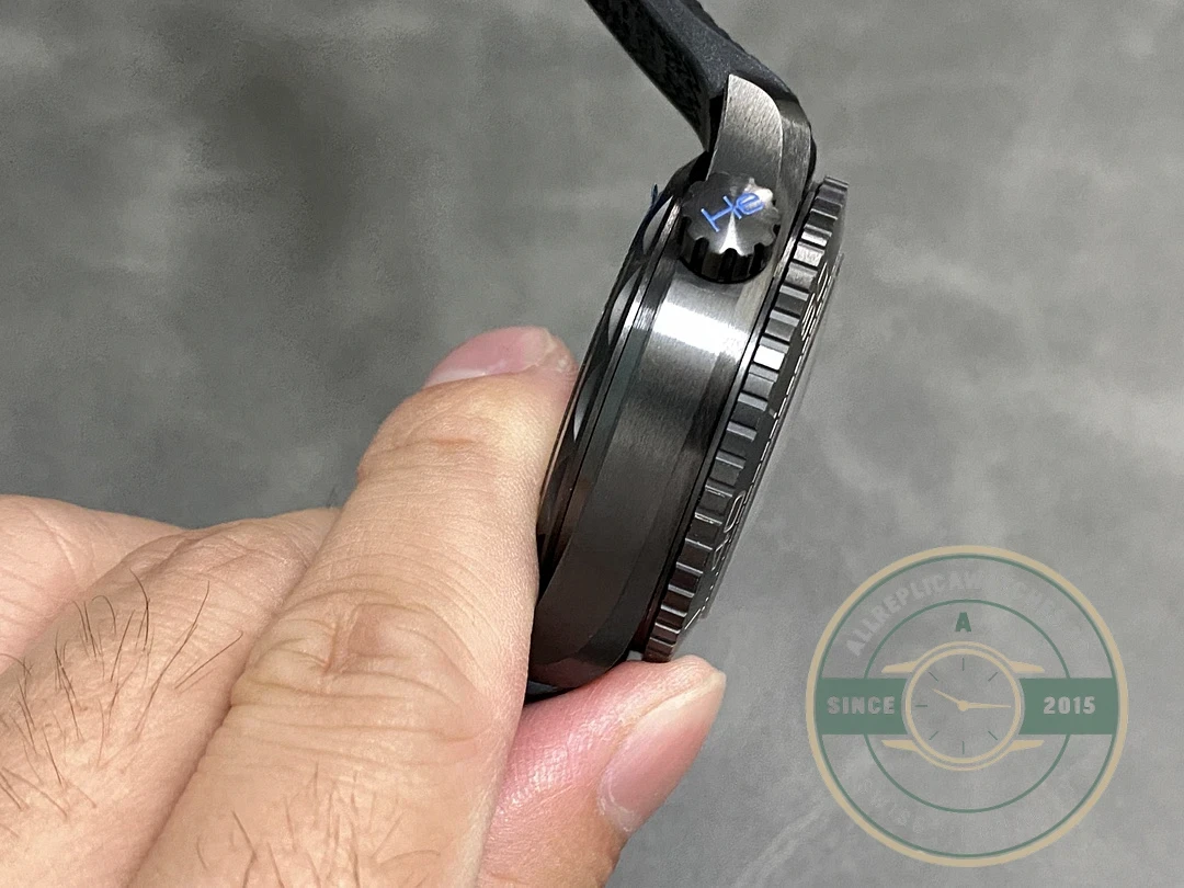 Caseback view showing Co-Axial movement through sapphire crystal