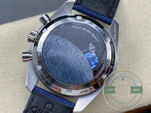 Caseback view showing Co-Axial movement through sapphire crystal