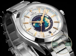 Caseback view showing Co-Axial movement through sapphire crystal