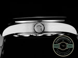 Close-up of steel bezel and dial markers