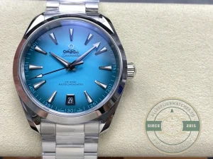 Caseback view showing Co-Axial movement through sapphire crystal