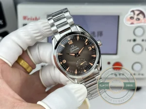 Caseback view showing Co-Axial movement through sapphire crystal