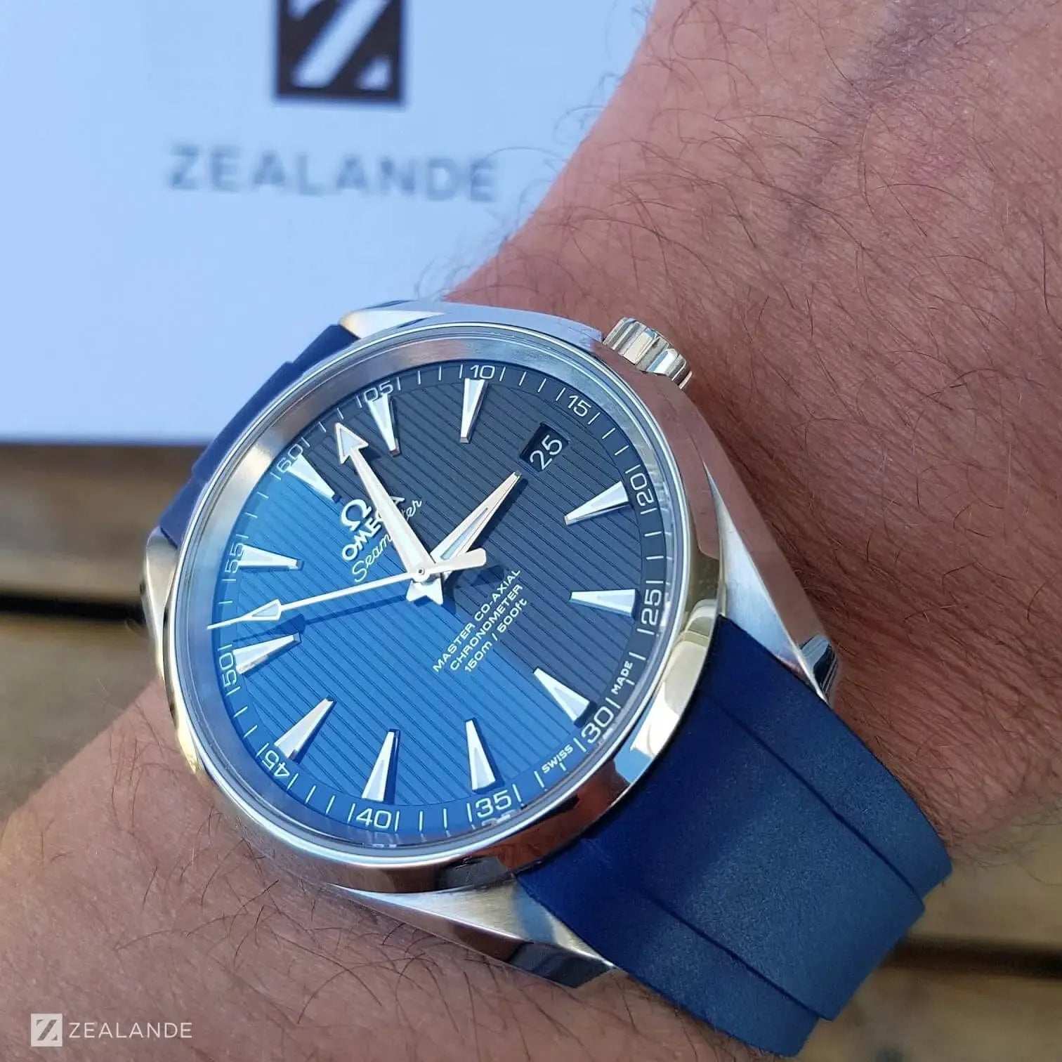 Omega Aqua Terra 150M Rubber Strap Blue Dial Casual Wear Lifestyle