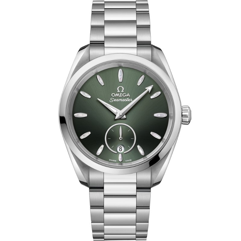 Omega Aqua Terra Green Dial Steel Bracelet Office Desk Professional Setting