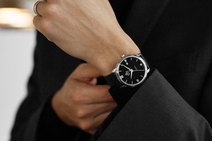 Omega De Ville Watch On Wrist Dress Shirt Formal