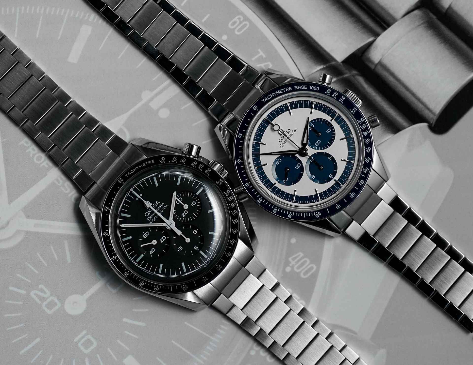 Omega Seamaster Speedmaster Pair Collection Steel Bracelet Watches Together