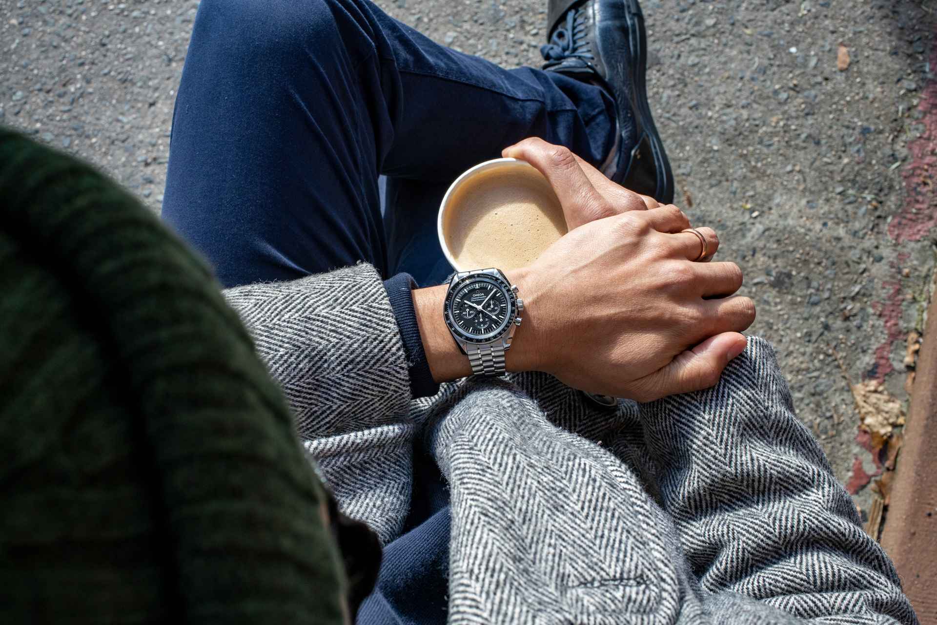 Omega Speedmaster Moonwatch Professional Hesalite Chronograph Wrist Shot Casual Wear